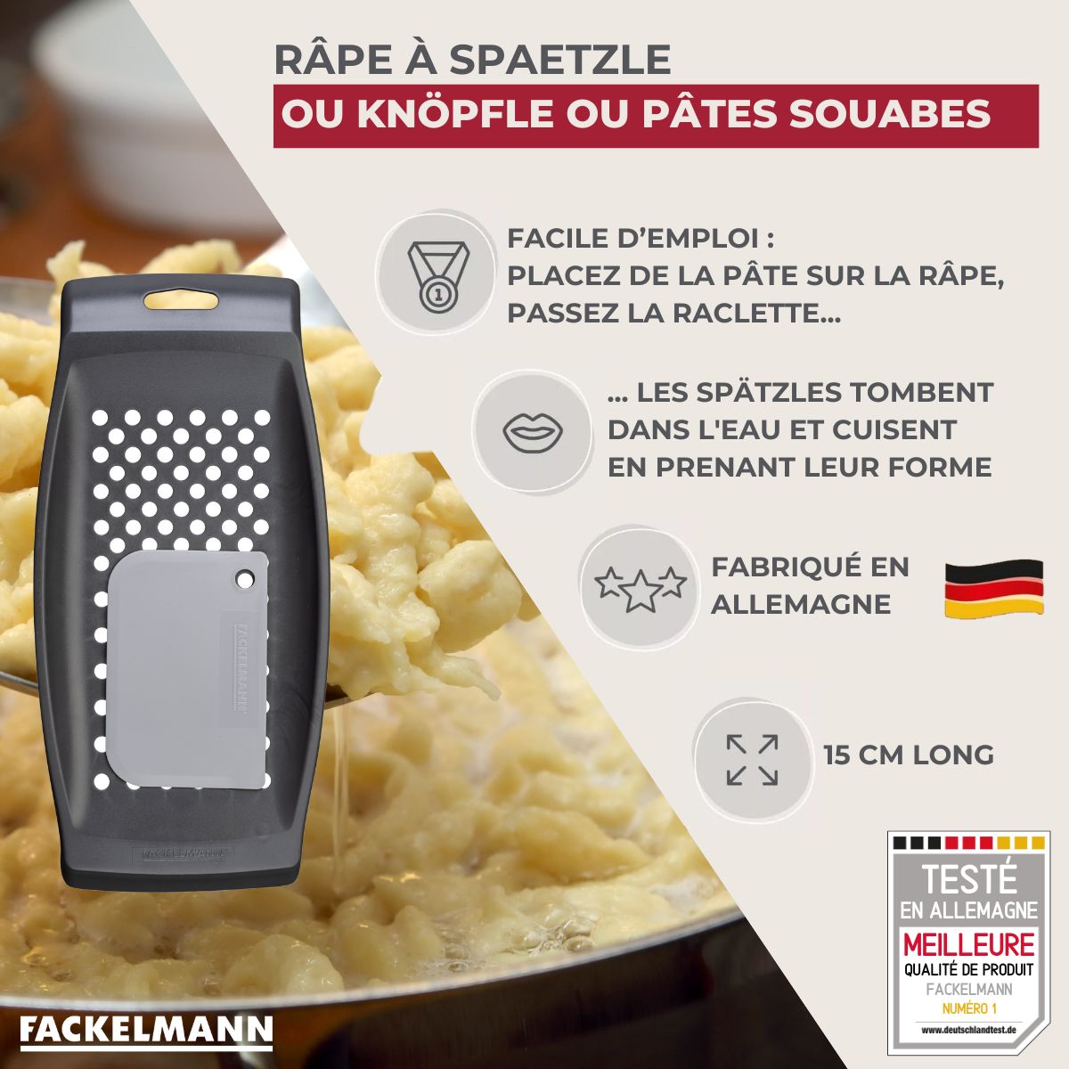 Râpe pour spaetzles maison Fackelmann