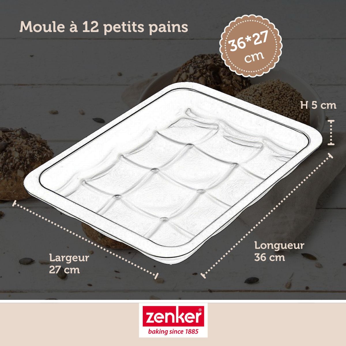 Moule 12 mini pains ou brioches Zenker Black Metallic