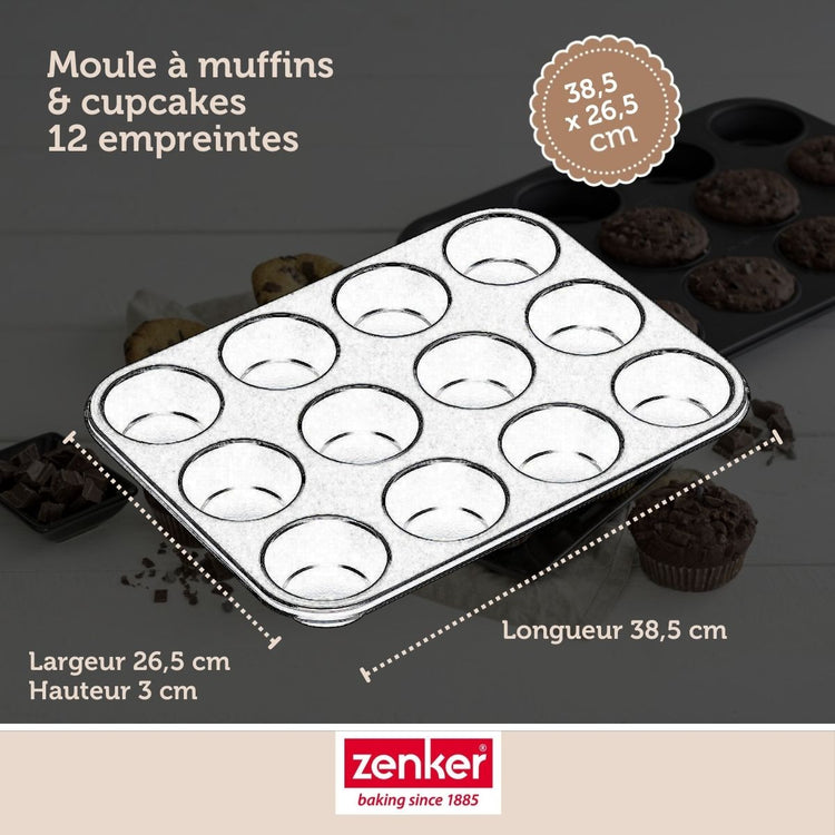 Moule 12 muffins Zenker Black Metallic
