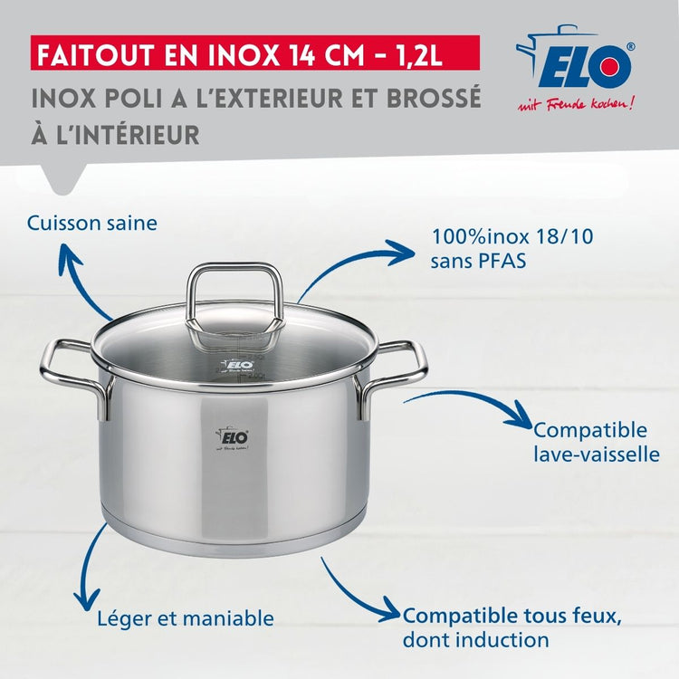 Faitout en inox 14 cm de 1,2 litres Elo Citrin