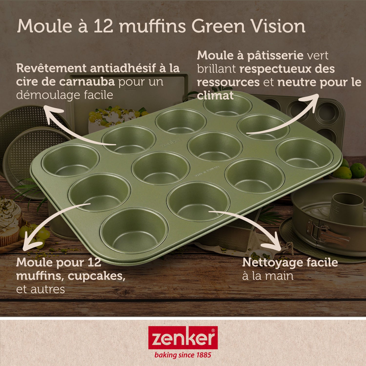Moule à muffins 12 empreintes Zenker Green Vision
