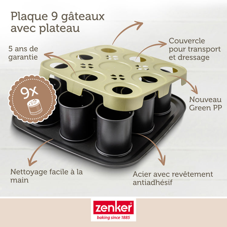 Moule à gâteaux individuels 9 empreintes avec couvercle Zenker Bake Click and Go