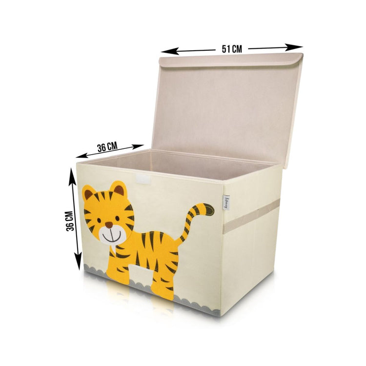 Boîte de rangement "tigre" avec grand couvercle, 51 x 36 x 36 cm Lifeney