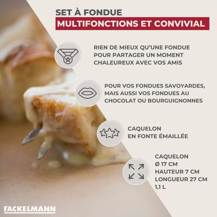 Lot de 1 appareil à fondue avec son petit train de table Fackelmann