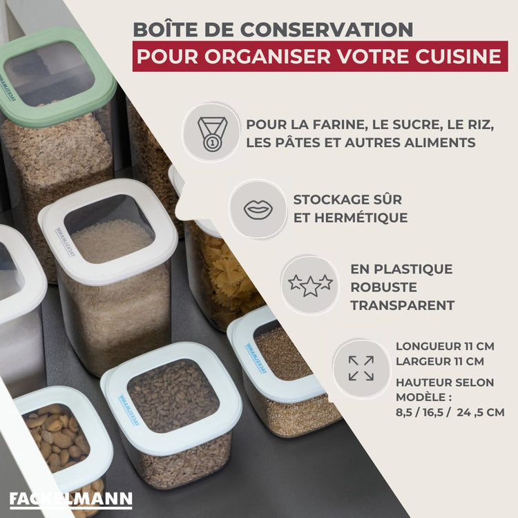 Lot de 4 boîtes hermétiques 1,75L avec 4 ustensiles de cuisine Fackelmann Storage