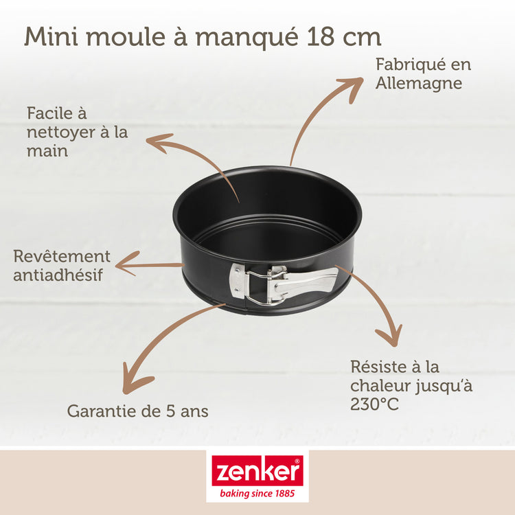 Lot de 1 moule à gâteaux 18,5 cm en acier 2 bols 25/20,5 cm en inox et 1 spatule pâtisserie 25 cm en plastique Spécial mini Spécial mini Zenker  Spécial mini