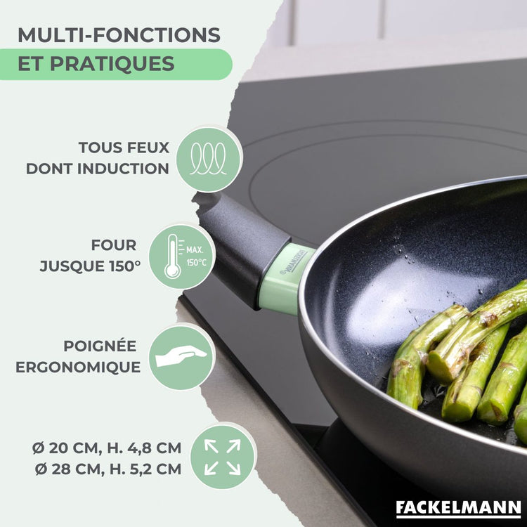 Set de 2 poêles antiadhésives céramique 20 et 28 cm Fackelmann Brandao