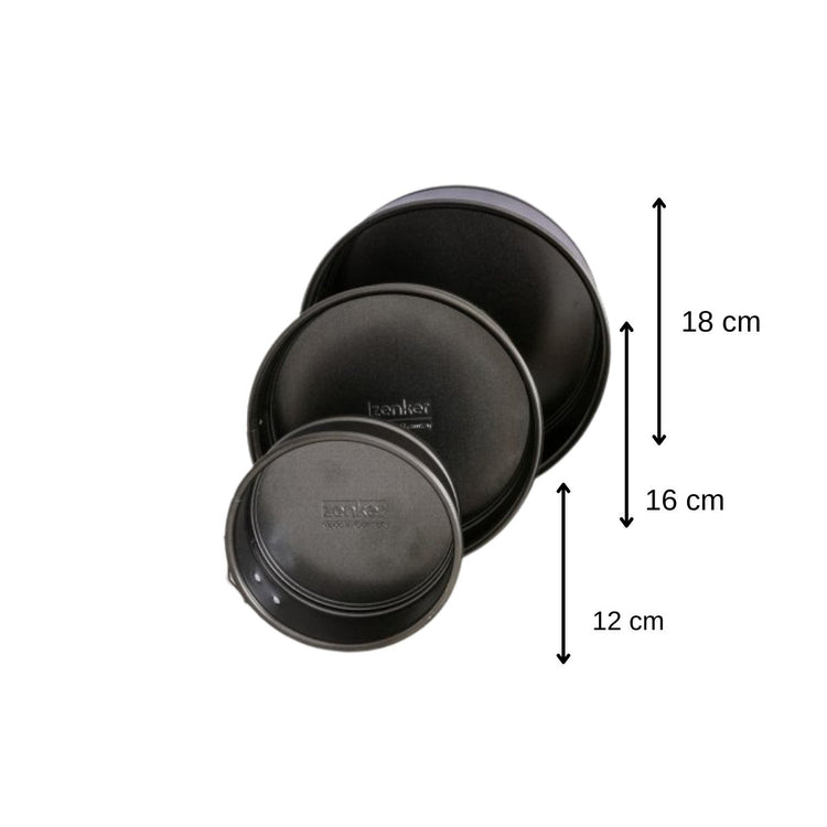 Set de 3 mini moules à manqué à charnière 12cm + 16cm + 18cm Zenker Spécial Mini