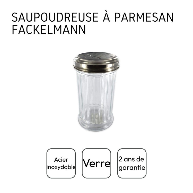 Ensemble de 2 Saupoudreuses à parmesan et sucre glace en verre 13 cm Fackelmann