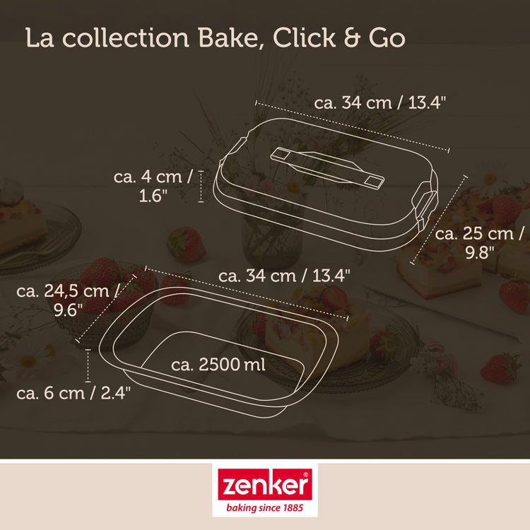 Lot de 2 moules à gâteaux rectangulaires 34/24,5 cm en acier Zenker Bake Click and Go