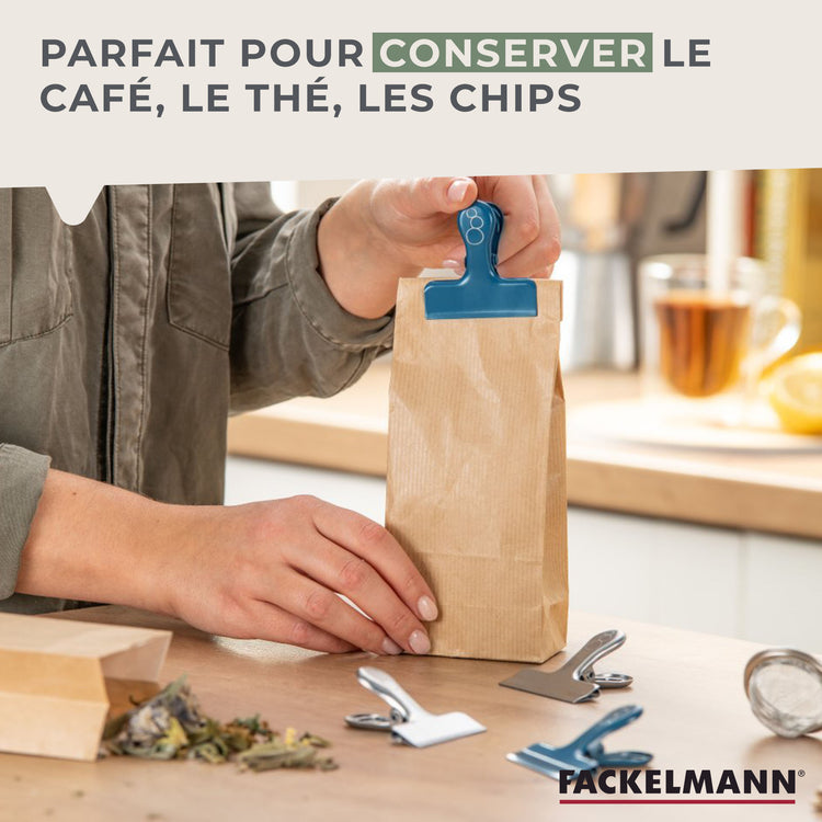 Lot de 4 pinces inox pour fermer les sachets Fackelmann Balance