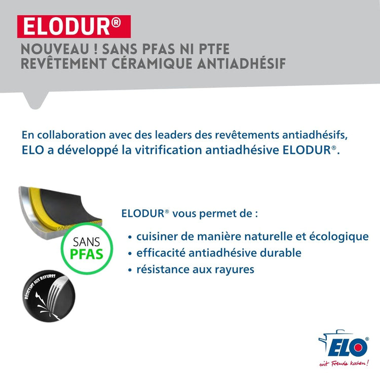 Poêle de cuisson avec revêtement céramique sans PFAS 32 cm Prima Cucina Elo