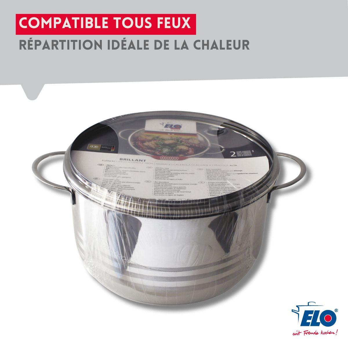 Faitout en acier inoxydable sans PFAS 14 cm Elo Brillant