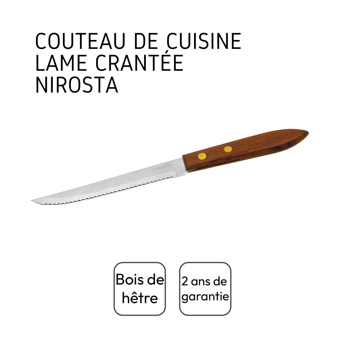 Petit couteau de cuisine avec manche en bois Nirosta