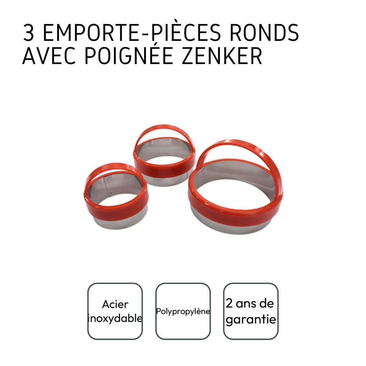 Lot de 3 emporte-pièces ronds avec poignée Zenker