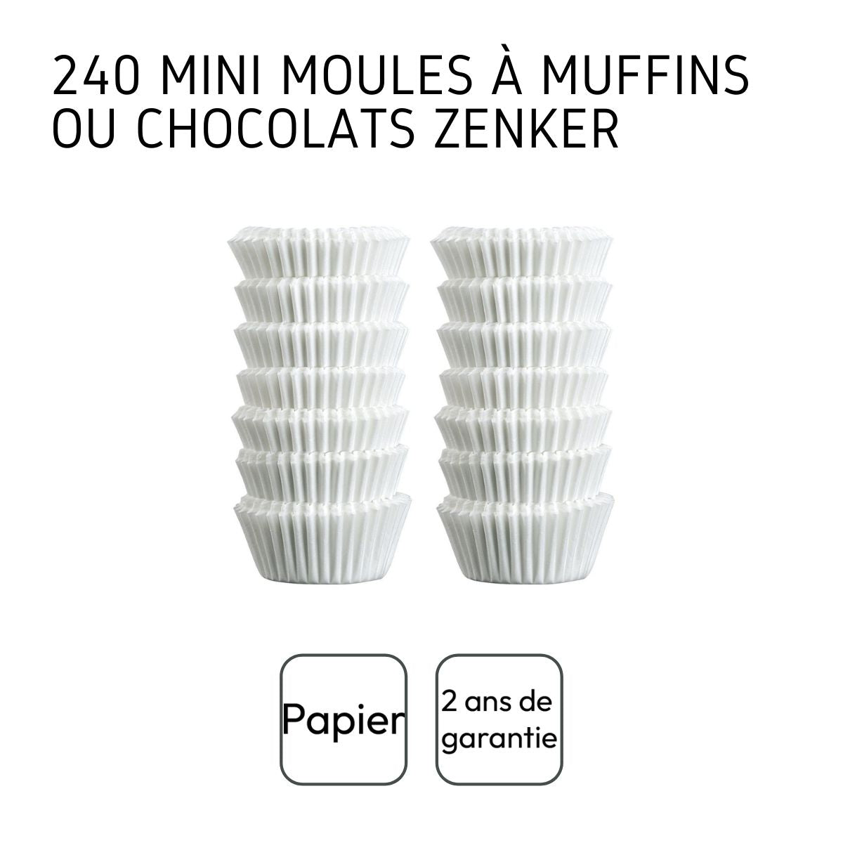 Lot de 240 moules à muffins en papier blanc Zenker