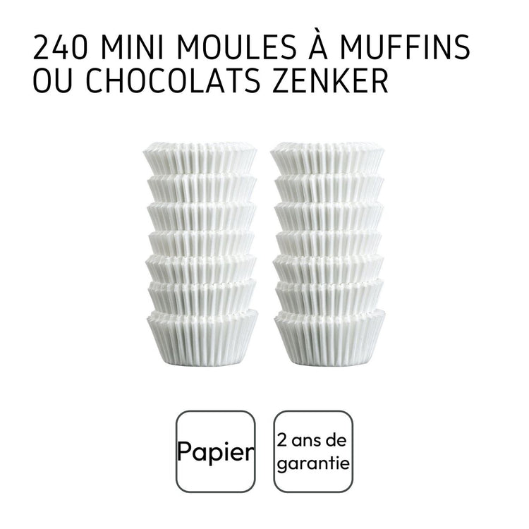 Lot de 240 moules à muffins en papier blanc Zenker
