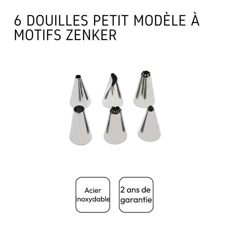 Lot de 6 douilles à pâtisserie en inox petit modèle Zenker Smart Pastry