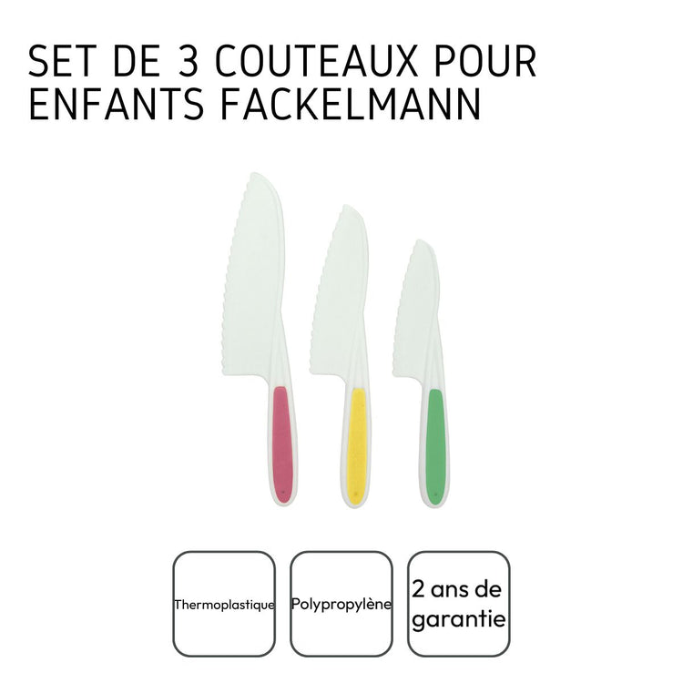 3 couteaux de cuisine pour enfants Fackelmann Mini Monster