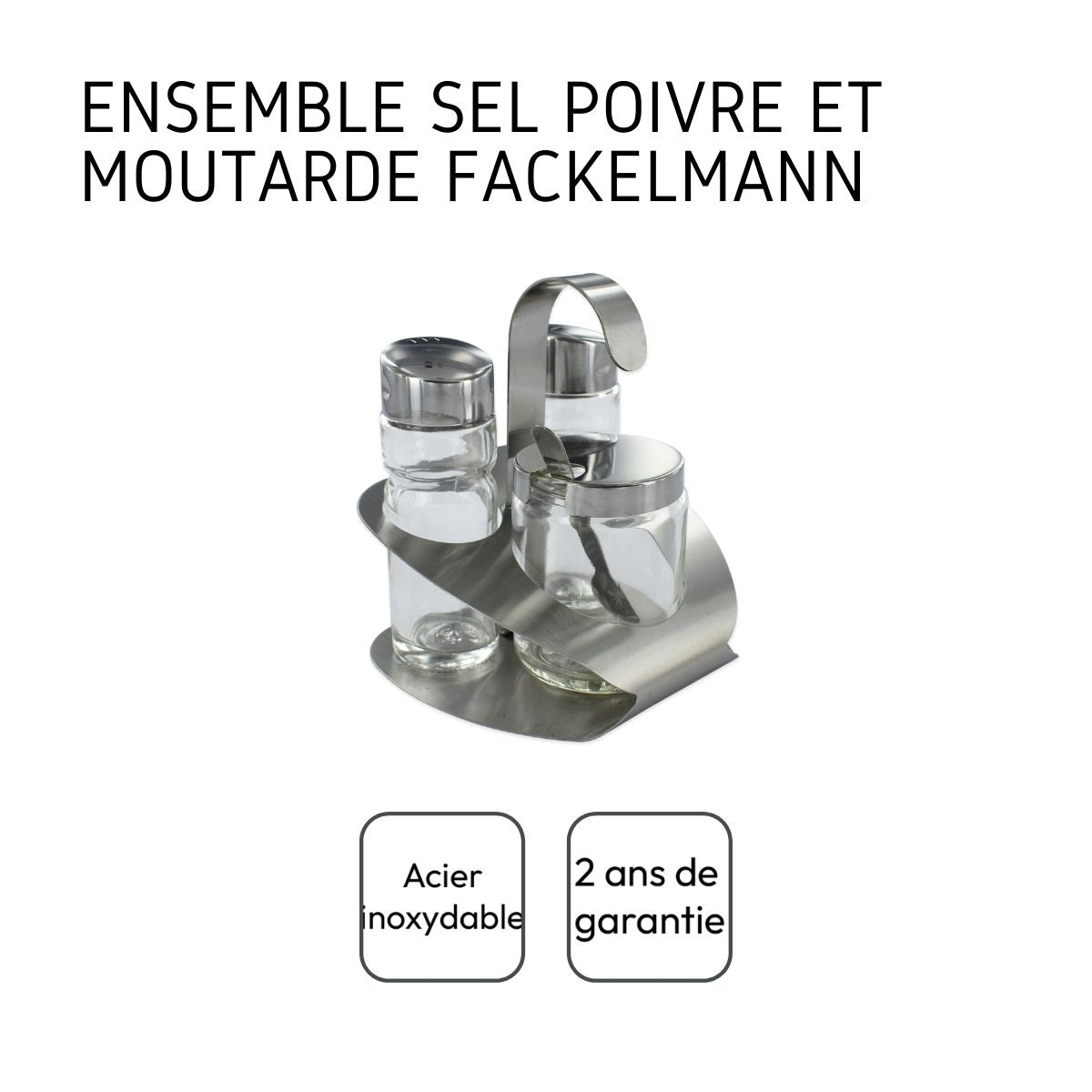 Ensemble pour moutarde, sel et poivre Fackelmann