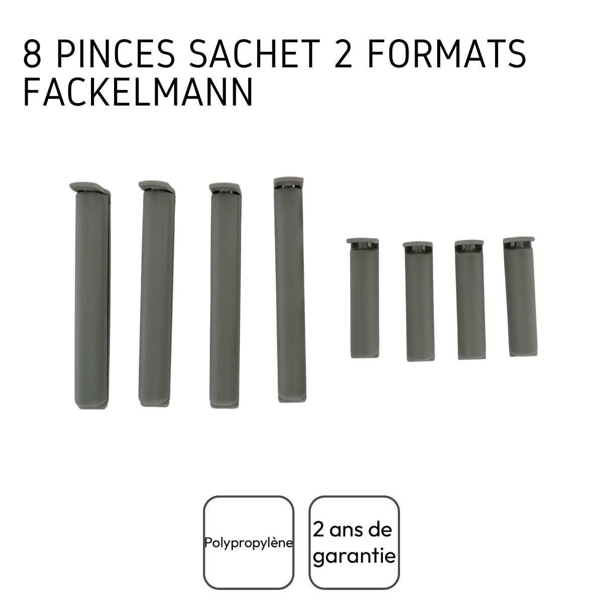Lot de 8 clips fermeture de sachet Fackelmann Tecno