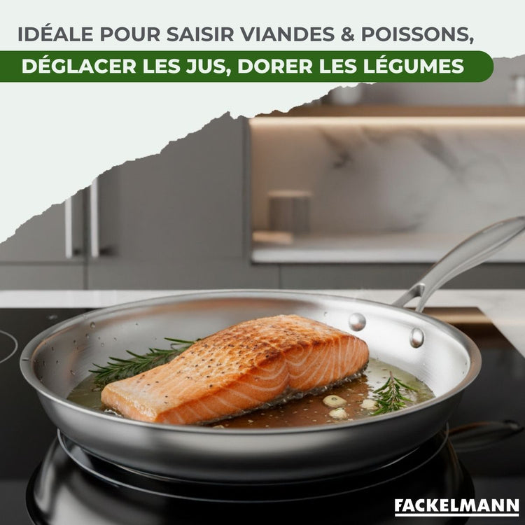 Poêle 24 cm en inox 18/10 Triply Fackelmann Vita3