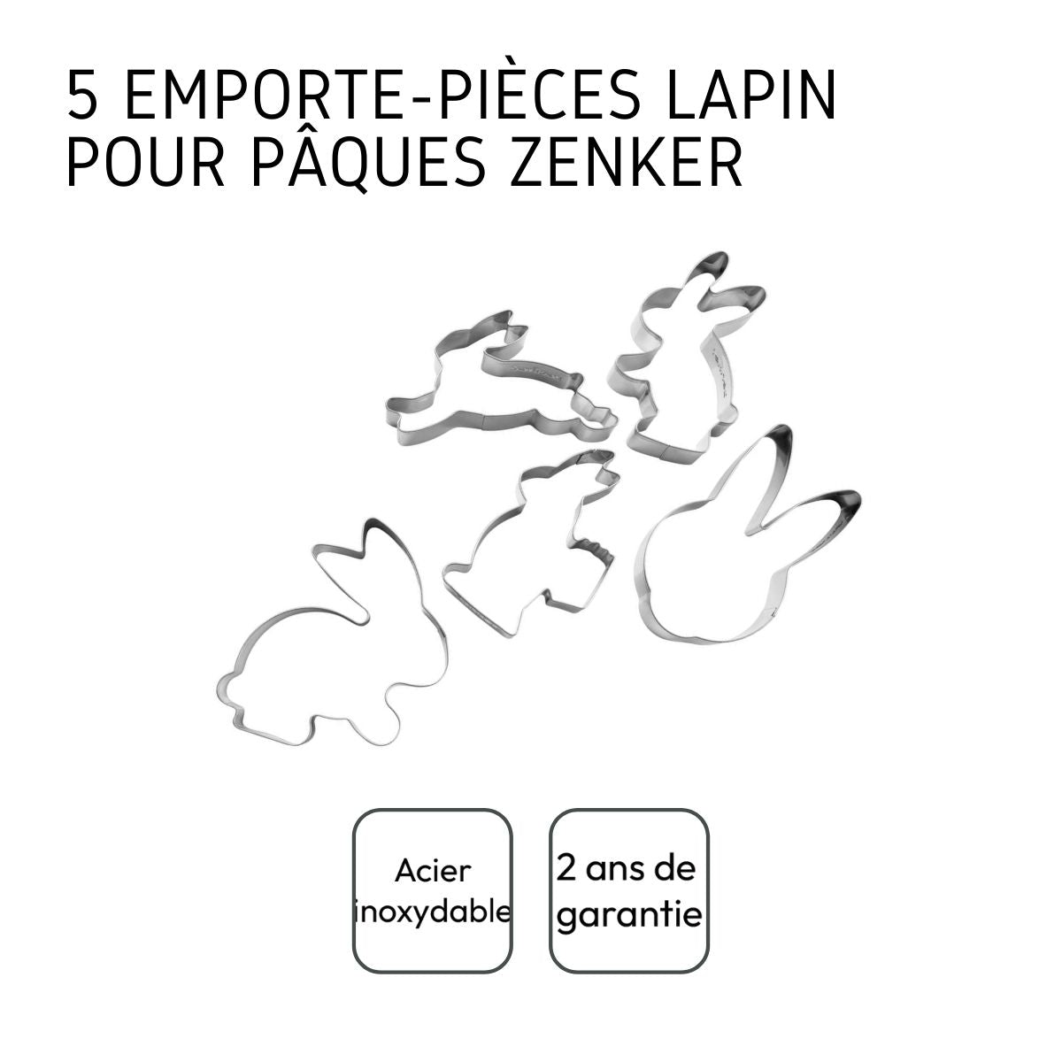 Set de 5 emporte-pièces "lapin de pâques" Zenker