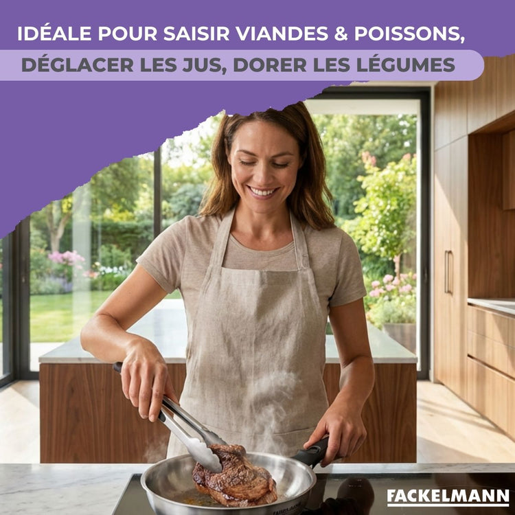 Lot de 2 poêles en inox de 20 cm et 28 cm avec manche amovible Fackelmann InoGrip