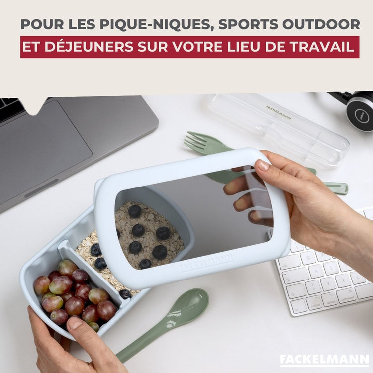 Lot de 4 lunch box compartimentées avec 4 ustensiles de cuisine Fackelmann Storage