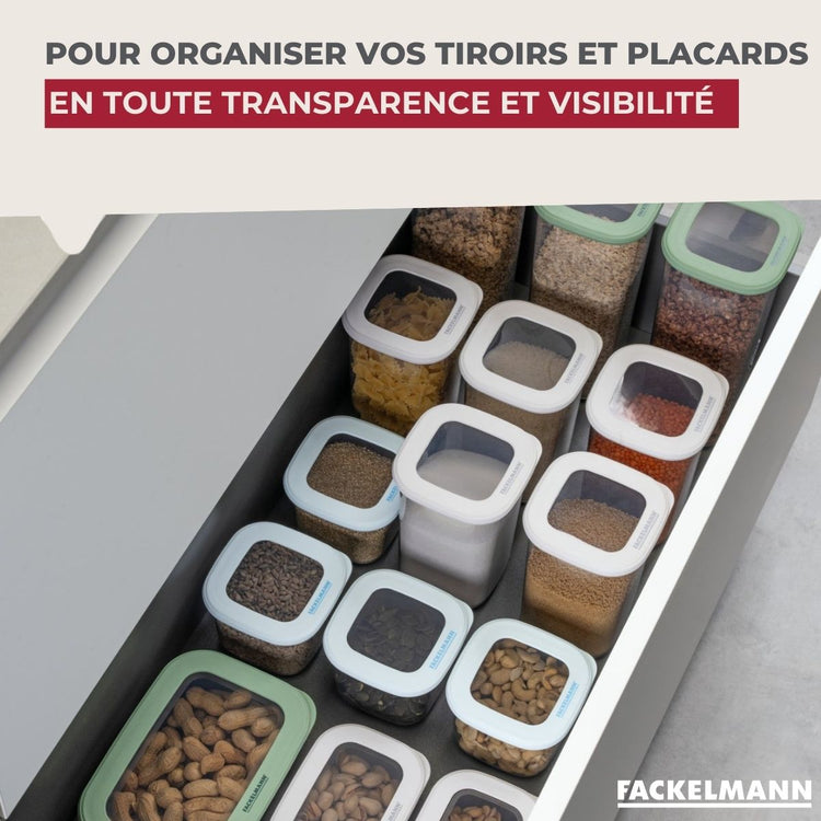 Lot de 6 boîtes hermétiques 0,55 L avec 6 ustensiles de cuisine Fackelmann Storage
