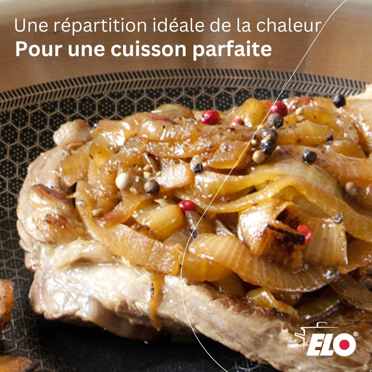 Lot de 2 poêles de 24 et 32 cm avec couvercles Elo Relief Solution sans PFAS