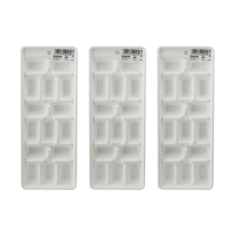Lot de 3 bacs à glaçons de 15 glaçons en plastique blanc Fackelmann