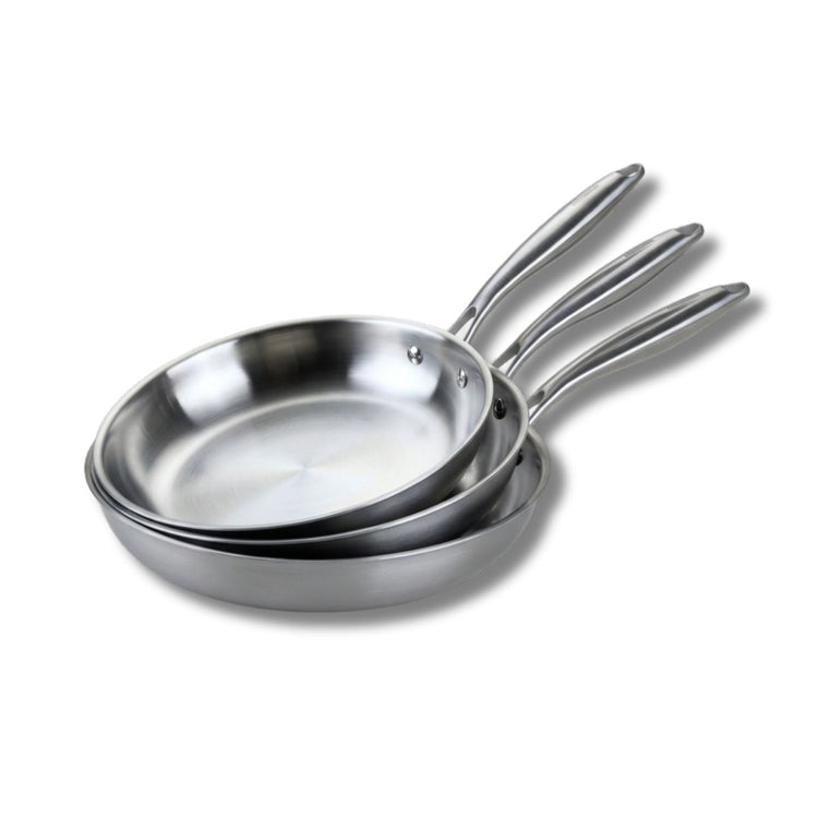 Set de 3 poêles de cuisson 24/26/28 cm en inox sans PFAS Fackelmann Vita3