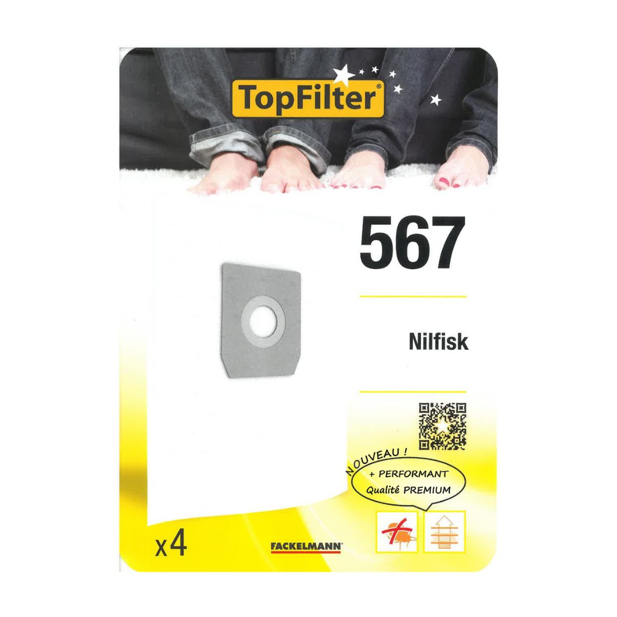 Lot de 4 sacs aspirateur Nilfisk TopFilter Premium