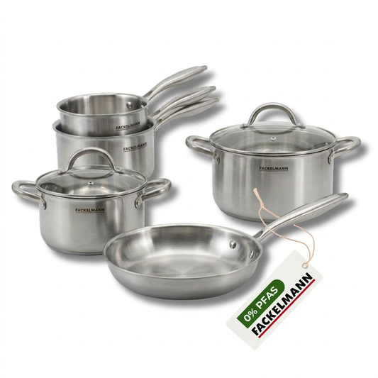 Poêle à Frire 28 cm, Casseroles 14 et 18 cm, Faitouts 20 24 cm inox 18/10 Triply Fackelmann Vita3