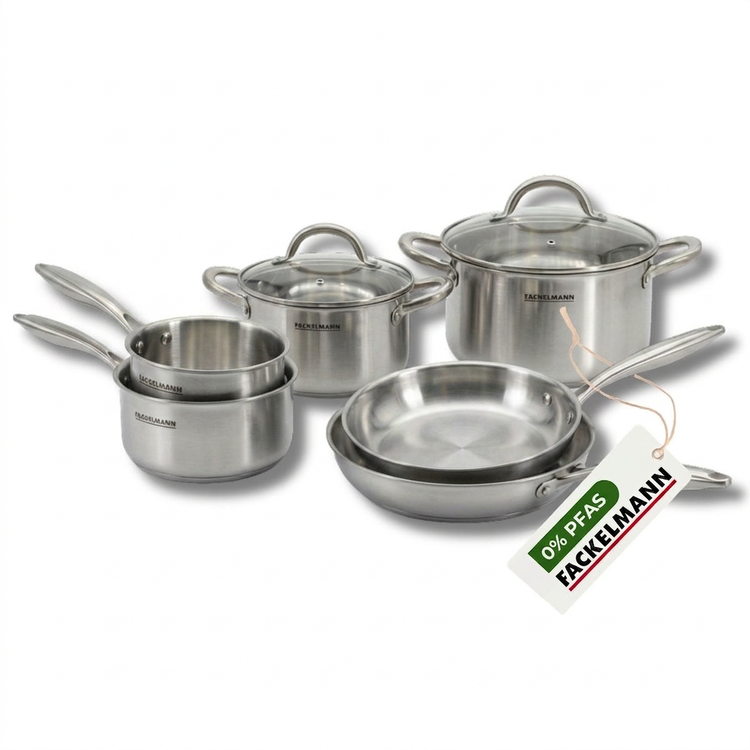 Batterie de cuisine avec 2 poêles 24/28 cm 2 casseroles 14/18 cm et 2 faitouts 20/24 cm sans PFAS Fackelmann Vita3