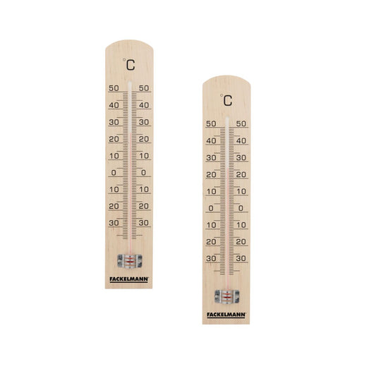 Ensemble de 2 Thermomètres intérieur et extérieur en bois Fackelmann Tecno