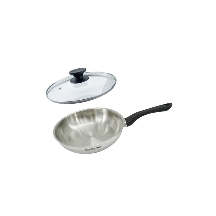Set poêle 24 cm en inox et couvercle verre Fackelmann Geneva