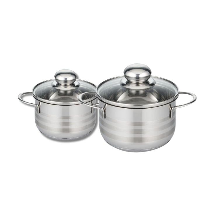 Lot de 2 faitouts 16 et 20 cm en acier inoxydable sans PFAS Elo Brillant