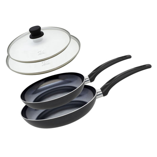 Set de 2 Poêles 20 et 24 cm céramique sans PFAS et 2 couvercles Elo Prima Cucina