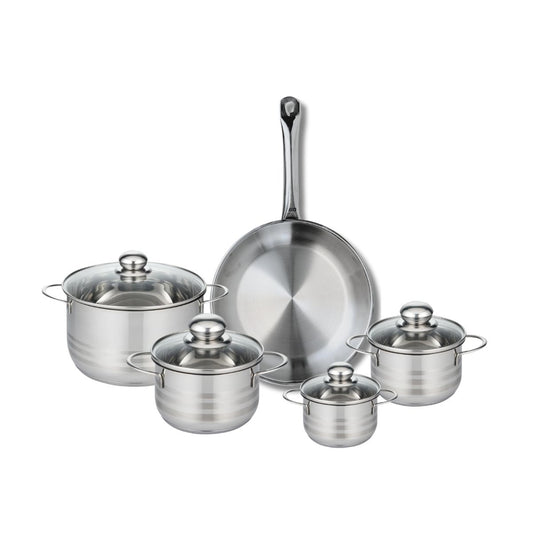 Ensemble de 1 Poêle de cuisson 28 cm et 4 faitouts 12, 14, 16 et 20 cm Elo Profi Brillant