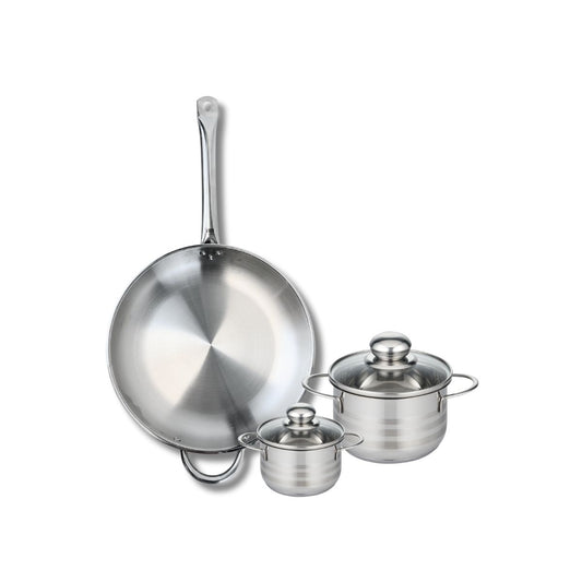 Ensemble de 1 Poêle de cuisson 32 cm et 2 faitouts 12 et 16 cm Elo Profi Brillant