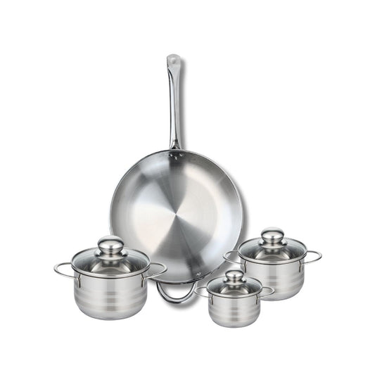 Ensemble de 1 Poêle de cuisson 32 cm et 3 faitouts 12, 14 et 16 cm Elo Profi Brillant