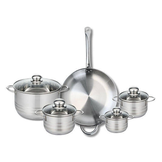 Ensemble de 1 Poêle de cuisson 32 cm et 4 faitouts 12, 14, 16 et 24 cm Elo Profi Brillant