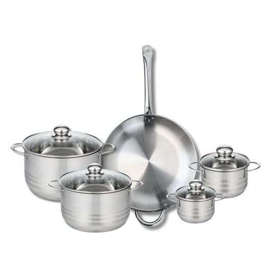 Ensemble de 1 Poêle de cuisson 32 cm et 4 faitouts 12, 14, 20 et 24 cm Elo Profi Brillant