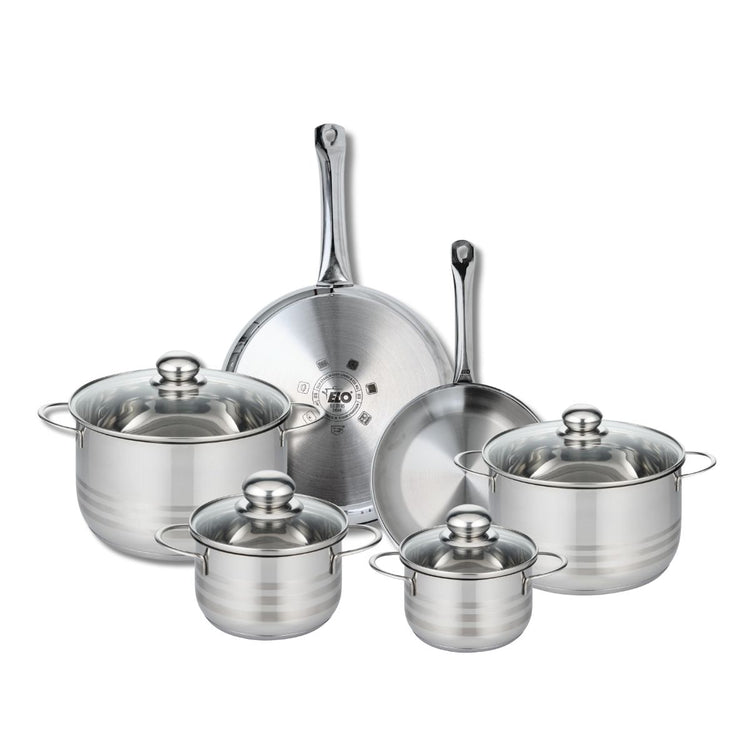 Ensemble de 2 Poêles de cuisson 24 et 28 cm et 4 faitouts 14, 16, 20 et 24 cm Elo Profi Brillant