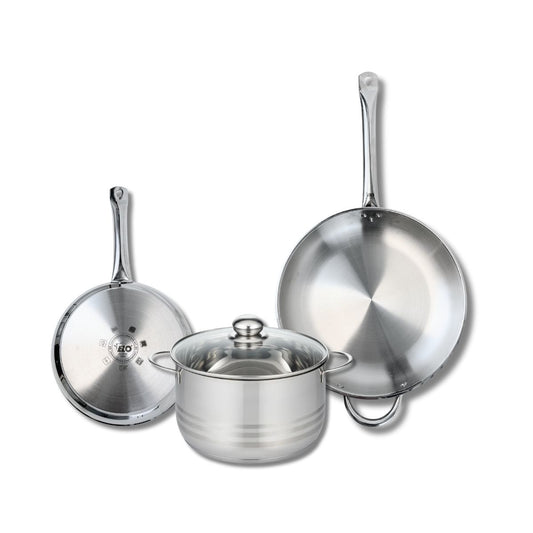Ensemble de 2 Poêles de cuisson 24 et 32 cm et 1 faitout 24 cm Elo Profi Brillant