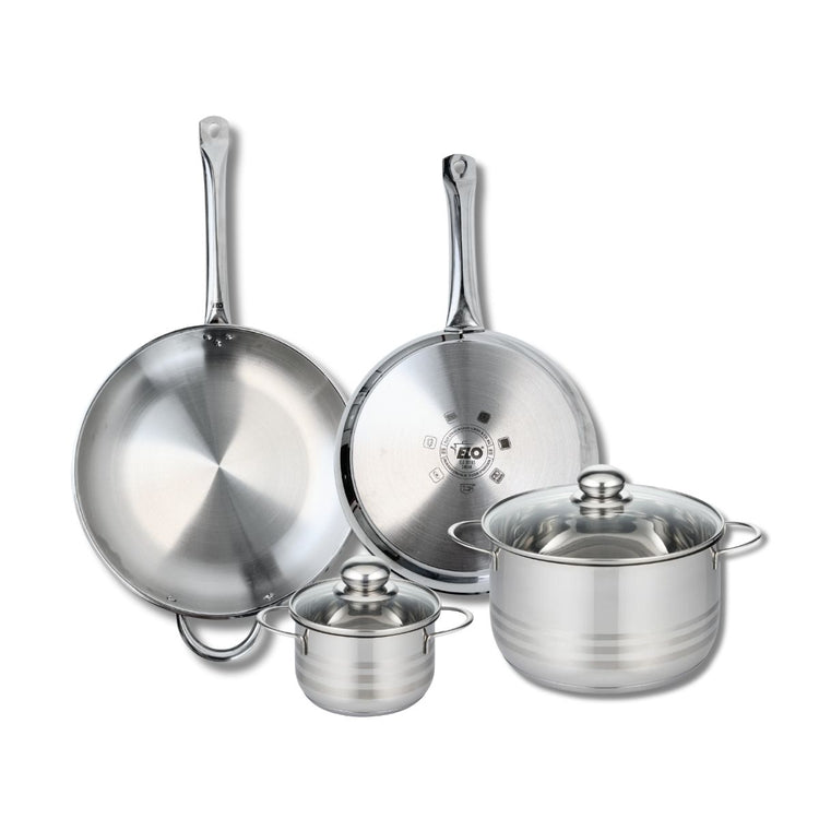Ensemble de 2 Poêles de cuisson 28 et 32 cm et 2 faitouts 14 et 24 cm Elo Profi Brillant