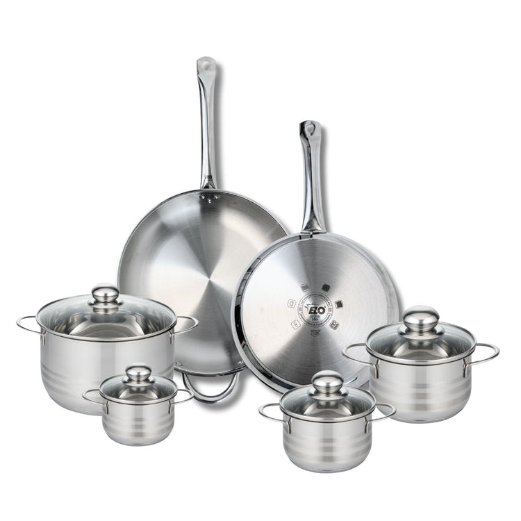 Ensemble de 2 Poêles de cuisson 28 et 32 cm et 4 faitouts 12, 14, 16 et 20 cm Elo Profi Brillant