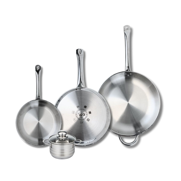 Ensemble de 3 Poêles de cuisson 24, 28 et 32 cm et 1 faitout 12 cm Elo Profi Brillant